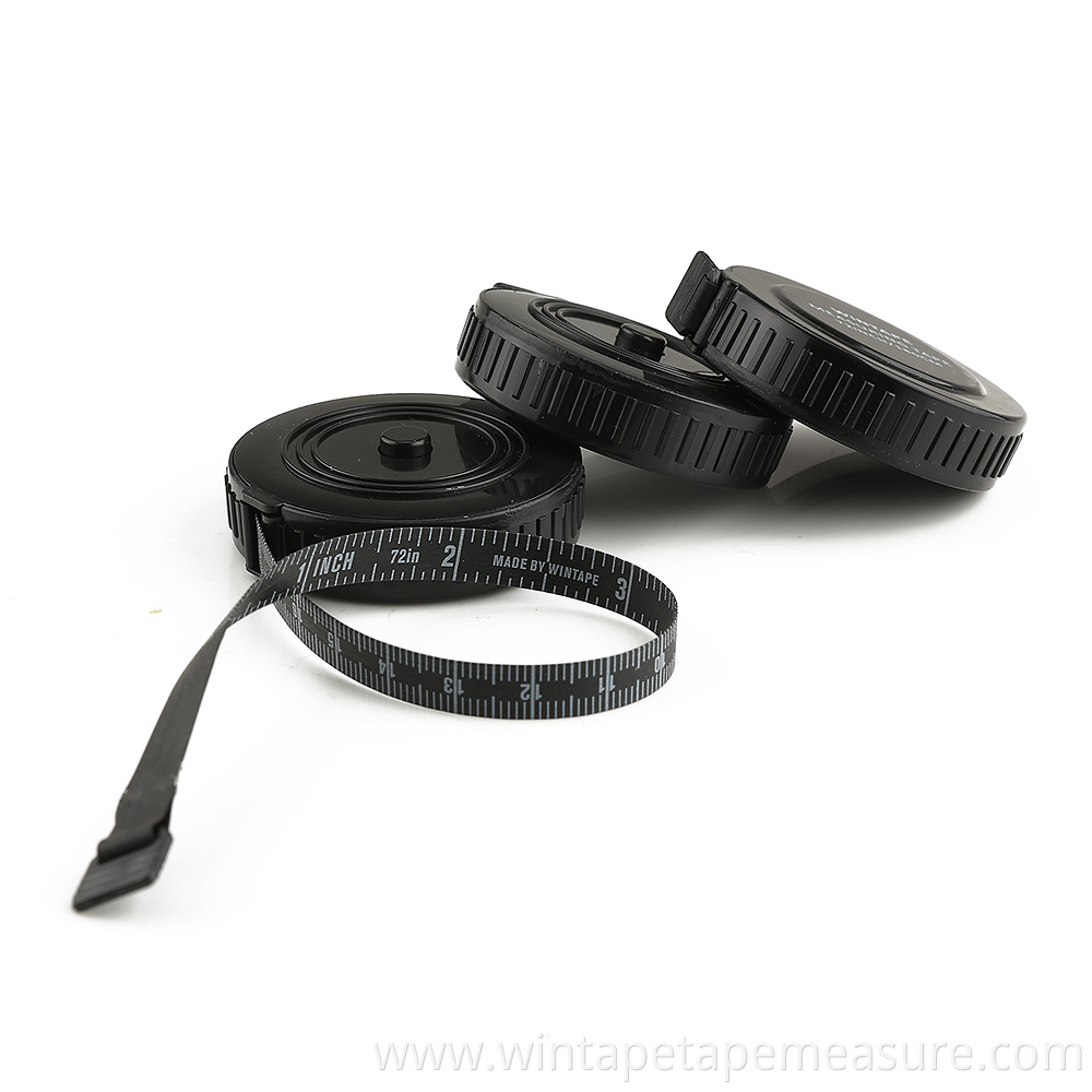 Promotional Customized Cheap Black Measurement Tape Round Measuring Tape Tool With Button